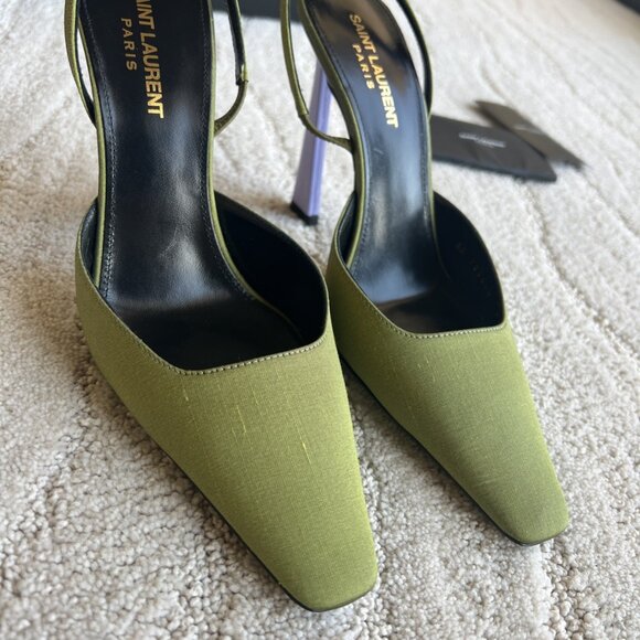 Saint Laurent Silk Slingback Pumps - Picture 9 of 10
